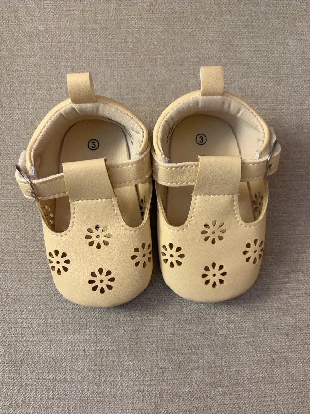 Lucky Brand Tan Baby Mary Jane Shoes with Floral Cutouts